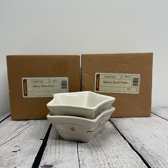 Longaberger Red Small Star Dish Set/2 - Picture 2 of 4